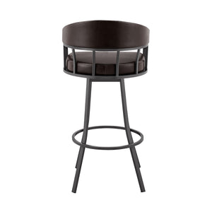English Elm Velisse 30" Swivel Bar Stool - Stylish Brown Faux Leather & Java Metal Frame For Modern Comfort B2736P268612-GIGA