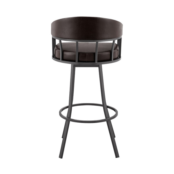 English Elm Velisse 30" Swivel Bar Stool - Stylish Brown Faux Leather & Java Metal Frame For Modern Comfort B2736P268612-GIGA