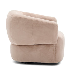 English Elm Plush Barrel Swivel Accent Chair Velvet Upholstered 360 Degree Base Living Room Blush Brown N776P403621W