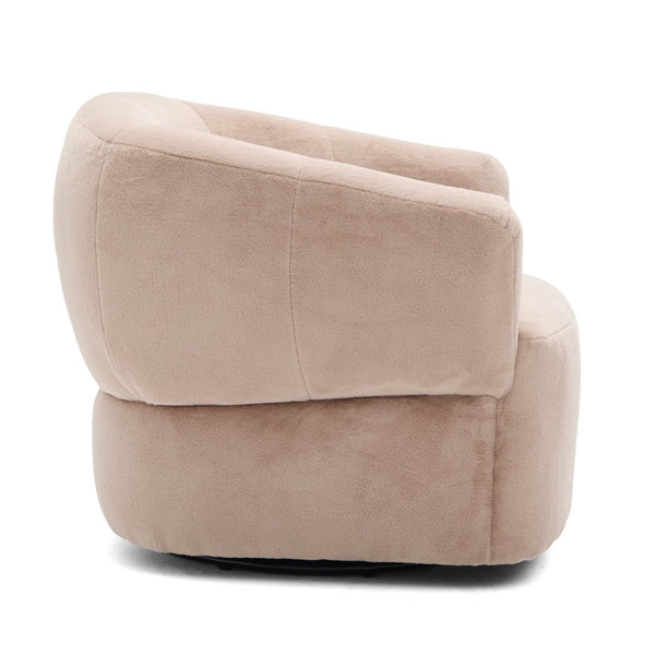English Elm Plush Barrel Swivel Accent Chair Velvet Upholstered 360 Degree Base Living Room Blush Brown N776P403621W