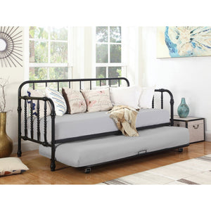 English Elm Ula Classic Black Twin Metal Daybed with Trundle — Bobbin Rails, Space-Saving Guest Sleep Solution B062P340737