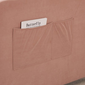 English Elm Twin Upholstered Daybed with Trundle Sofa Bed for Guest Room, Pine Wood Frame, Velvet Upholstery, Sturdy Slat Support and Full-Length Comfort Pink W1361S00023