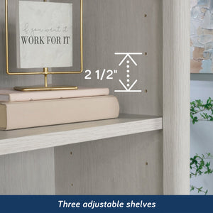 English Elm 5-Shelf Stylish Bookcase In White Finish - Space-Saving Storage Solution For Home, Office & Décor B356P402718