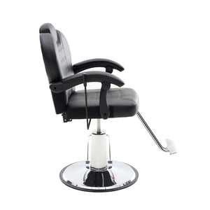 English Elm 102°-140° Heavy Duty Reclining Barber Chair with Hydraulic Pump, 360° Swivel, PU Leather, Stable Anti-Slip Base for Busy Salons and Stylists W2069P290382