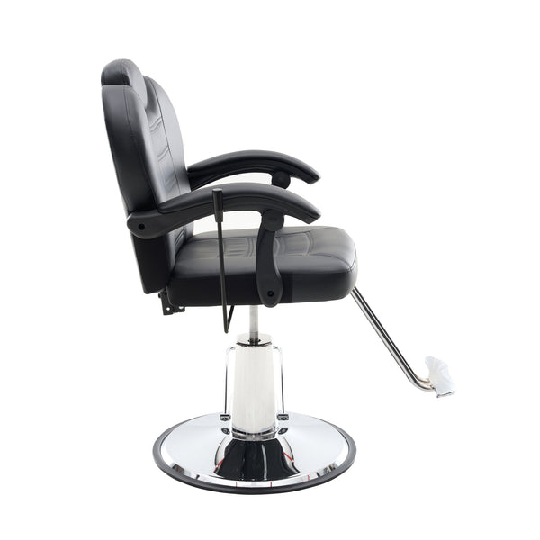 English Elm 102°-140° Heavy Duty Reclining Barber Chair with Hydraulic Pump, 360° Swivel, PU Leather, Stable Anti-Slip Base for Busy Salons and Stylists W2069P290382