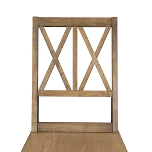 English Elm TOPMAX Rustic 5-Piece Extendable Round Dining Set with Trestle Base and Cross Back Chairs, Versatile Elegance Brown SP000042AAD