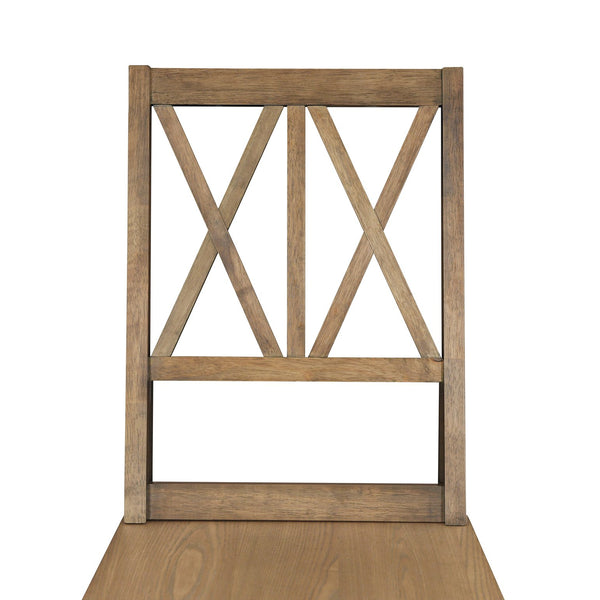 English Elm TOPMAX Rustic 5-Piece Extendable Round Dining Set with Trestle Base and Cross Back Chairs, Versatile Elegance Brown SP000042AAD