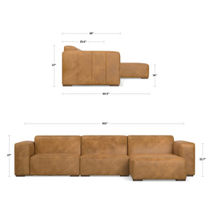 English Elm Rex 2-Seater Sectional Sofa With Right Chaise In Premium Sienna Leather - Modern Comfort & Style B136P199242-GIGA