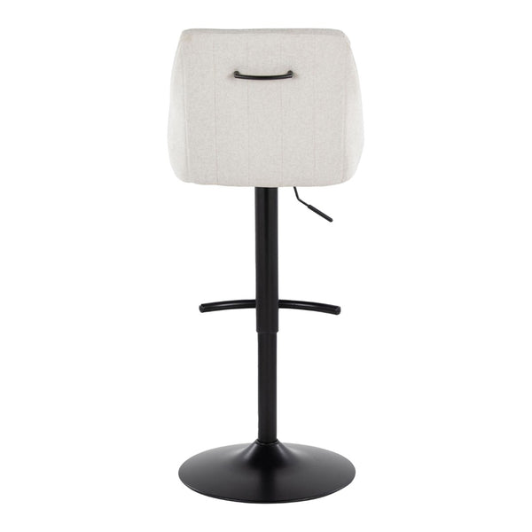 English Elm Adjustable Swivel Barstools Set of 2 Cream Upholstered Seat Black Steel Frame B202S00930
