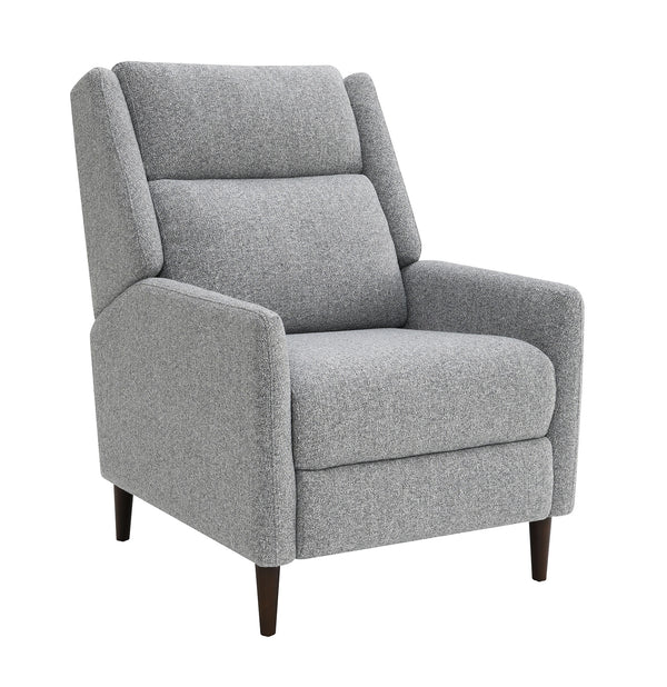 English Elm Pushback Psyche Manual Recliner High Back Channel Tufting Linen-Look Gray Leatherette, Espresso Legs B2741P397646