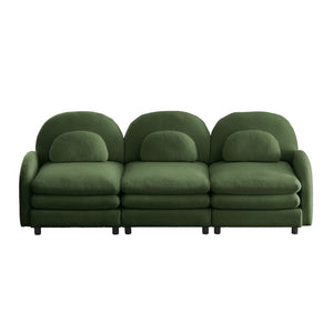English Elm Teddy Fleece Modular Cloud Sofa Sculptural Curved Three Seat Living Room Couch Green W5656S00081
