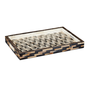 Aldo Tray: Elegant Chiseled Horn Hostess Tray with Sophisticated Design for Stylish Entertaining