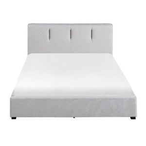 English Elm Modern Gray Linen Queen Platform Bed Tall Panel Headboard No Box Spring Needed B011S01382