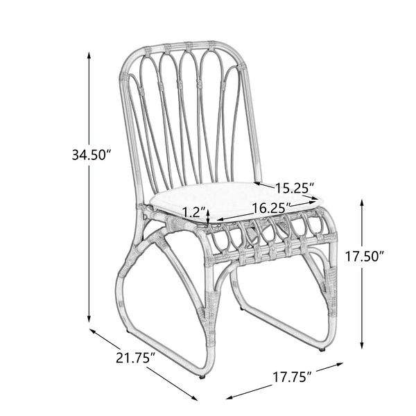 English Elm Christopher Knight Home® - Outdoor Hand-Woven PE Rattan Patio Dining Chairs Set of 2 with Iron Frame 400lb Capacity, No Assembly Required Natural,Yellow N762P236169N