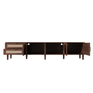 English Elm Rattan Door Media Console with Pine Legs Modern Farmhouse Tv Stand for Large Living Rooms N710P365042P