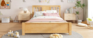 English Elm Twin Low Profile Floor Bed with Guardrails Pine Wood Frame Minimalist Bedroom Natural W1580P438799