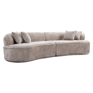 English Elm Modern Boucle Oversized L-shaped Sectional Sofa with Sculptural Curved Silhouette Camel W5515S00003