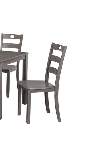 English Elm 5pc Square Dining Set with Slat Back Chairs, Transitional Gray Finish, 36" Table, Easy Assembly B2741P381506