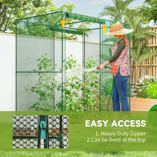 English Elm Spacious Garden Crop Cage with Steel Frame Hdpe Mesh Cover and Roll up Zippered Door T3971P468263