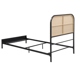 English Elm Kenneth Radio Weave Cane Full Bed Steel Frame with Woven Rattan Headboard B062P440085