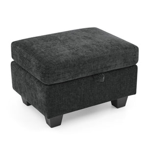 English Elm Single Chenille Manual Recliner with Usb Port Hidden Storage Ottoman and Cup Holders Black W487P423649