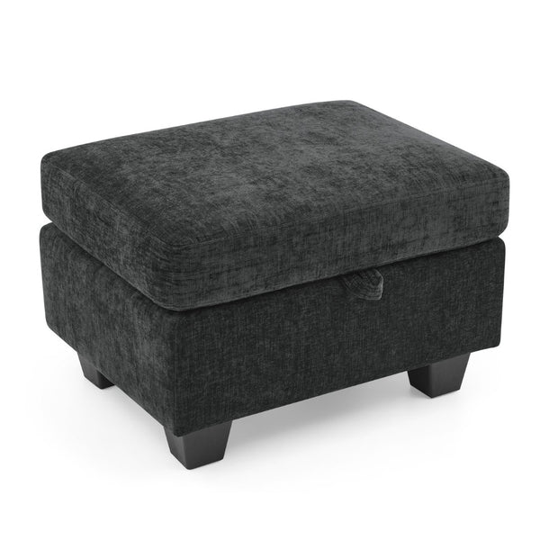 English Elm Single Chenille Manual Recliner with Usb Port Hidden Storage Ottoman and Cup Holders Black W487P423649