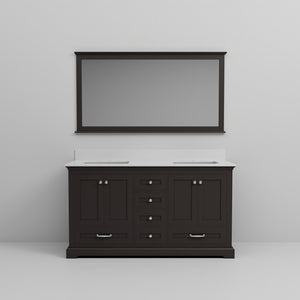 English Elm Espresso 60" Double Bath Vanity with Cultured Marble Top, Soft-Close Drawers, 58" Mirror Included B2731S00739