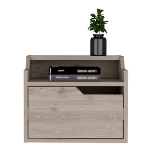 English Elm Winchester Floating Nightstand with Dual-Tier Surface, Spacious Drawer, Wall-Mount Modern Storage Light Gray 18 L x 17 W x 5 H B097P199743