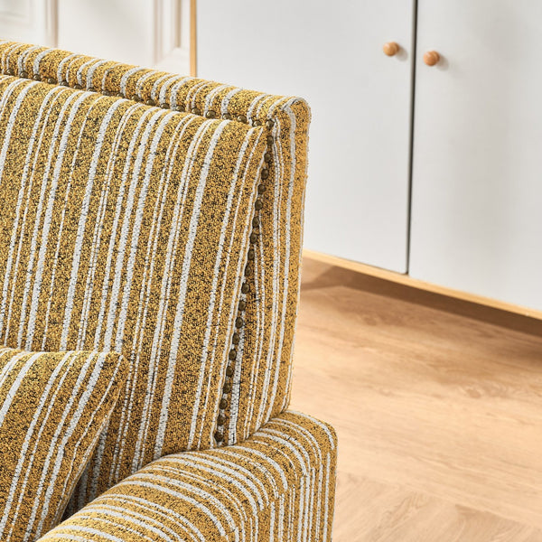 English Elm Modern Striped Upholstered Accent Chair with Arms, Nailhead Trim, Solid Wood Frame and Plush Foam Seating Yellow W3373P363921