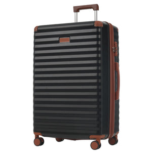 English Elm Luggage 5 Piece Abs Hardshell Travel Set with Usb Port Spinner Wheels and Tsa Lock Black Brown N732P265290B