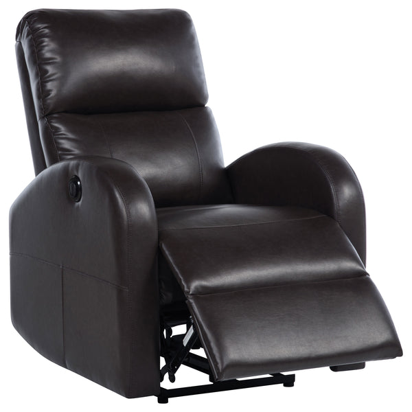 English Elm Meglia Brown Power Recliner Chair with Faux Leather Upholstery, Smooth Button Controls for Comfort B062P299796