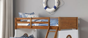 English Elm Modern Twin Over Full Bunk Bed With Angled Ladder, Safety Rails & Stylish Two-Tone Finish For Kids B2741S00487