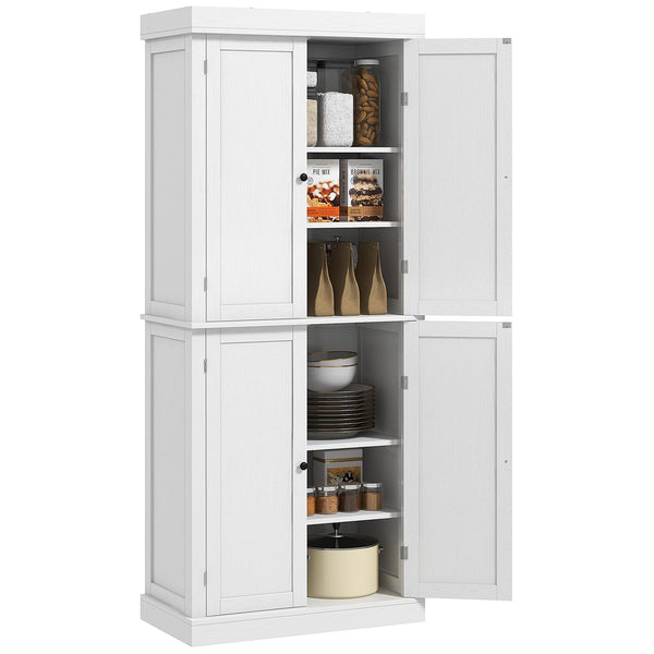 English Elm Homcom 72.5" Tall Kitchen Pantry Cabinet With 4 Doors, Adjustable Shelves For Smart Storage Solutions W2225P200648