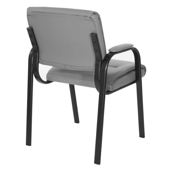 OSP Home Furnishings Guest Chair with Padded Faux Leather Seat Steel Frame for Office Reception Visitors FL10274-U42