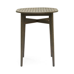 English Elm Christopher Knight Home® - STAMFORD Rustic Acacia Outdoor Bar Table with Slatted Top, X-Stretcher Base, Teak or Grey Finish 64870.00GRY