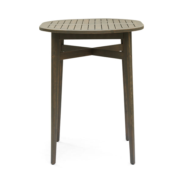 English Elm Christopher Knight Home® - STAMFORD Rustic Acacia Outdoor Bar Table with Slatted Top, X-Stretcher Base, Teak or Grey Finish 64870.00GRY