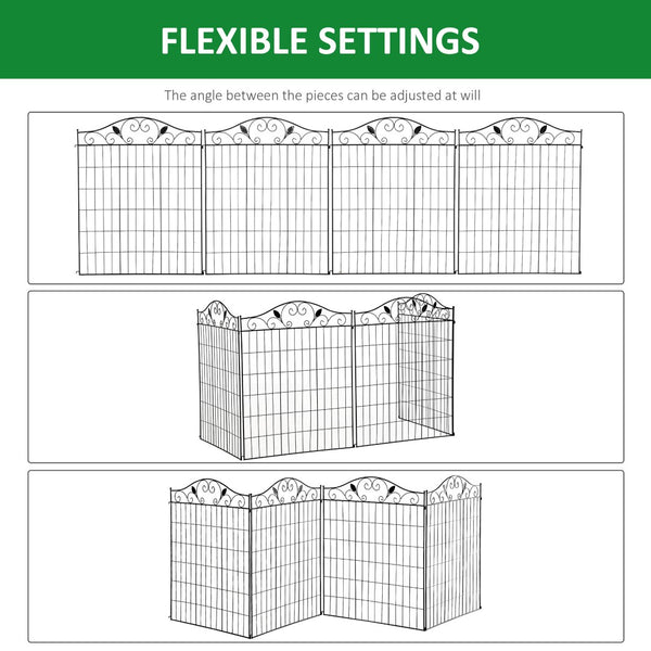 English Elm Outsunny Steel Vine Panel Garden Border Fence Set Powder Coated Yard Edging 4 Pack W2225P174526