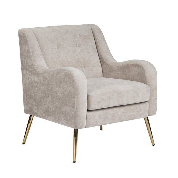 Crestview Collection Upholstered Accent Chair - Elegant Cream Fabric, Plush Foam Cushion & Stylish Gold Legs For Comfort Cream Polyester Cvfzr6167