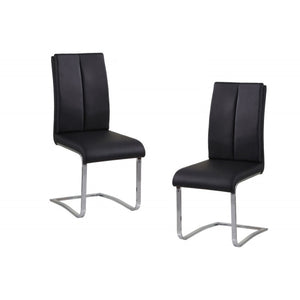 English Elm Black Faux Leather Dining Side Chairs with Polished Chrome Frame Set of 2 Black B011P439049