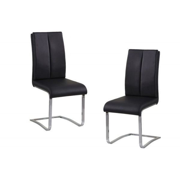 English Elm Black Faux Leather Dining Side Chairs with Polished Chrome Frame Set of 2 Black B011P439049