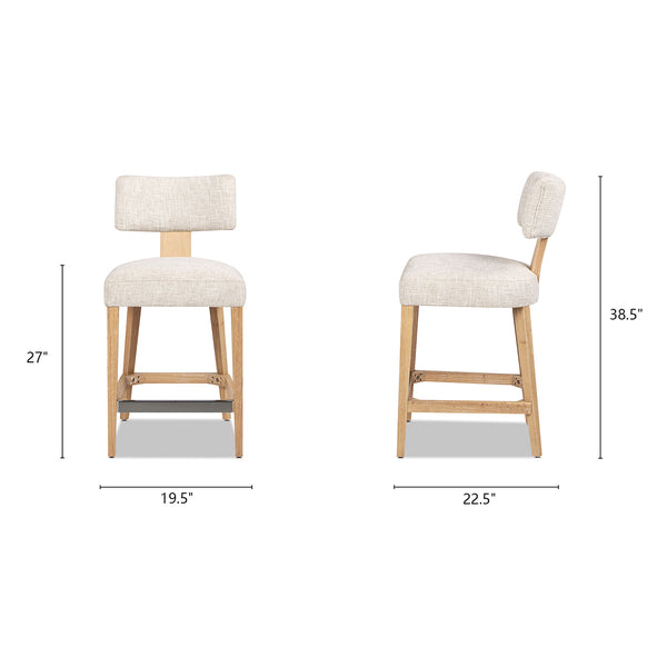 English Elm Jennifer Taylor Home - Penny Fully Upholstered Counter Stool Set of 2 in Travertine Beige Chenille with Arched Back Comfort B2719P269264