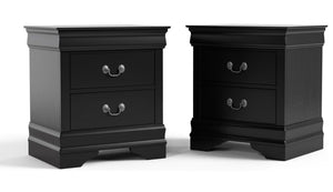 English Elm Light Gray Contemporary Nightstand Solid Rubberwood Dovetail Drawer Bedroom Storage Black B2741P433358