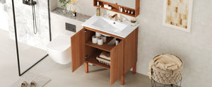English Elm Christopher Knight Home® - 30" Modern Bathroom Vanity with Ceramic Sink, Natural Wood Grain, 45° Handle, Soft-Close, Ample Storage N817P245325N