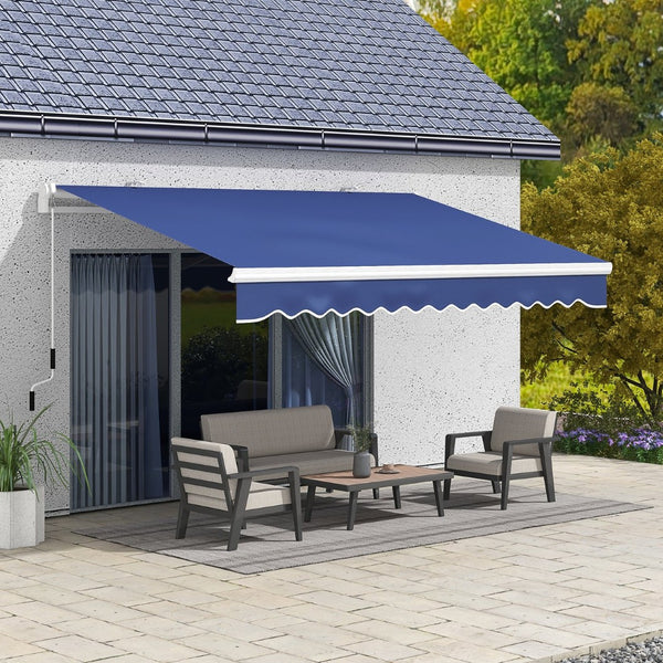 English Elm Outsunny 13' X 8' Manual Crank Retractable Awning - Durable Uv & Water-Resistant Shelter For Outdoor Spaces W2225P200449-GIGA