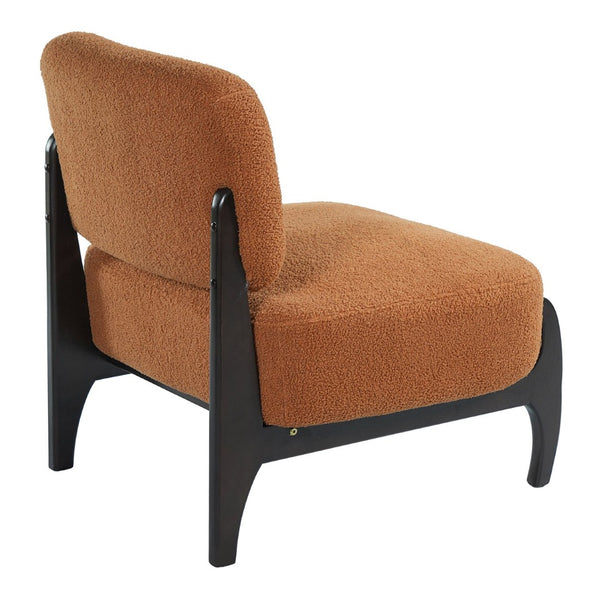 English Elm 26" Boucle Lounge Chair Solid Wood Frame Woven Texture Minimalist Seat for Any Room Orange N767P408732G