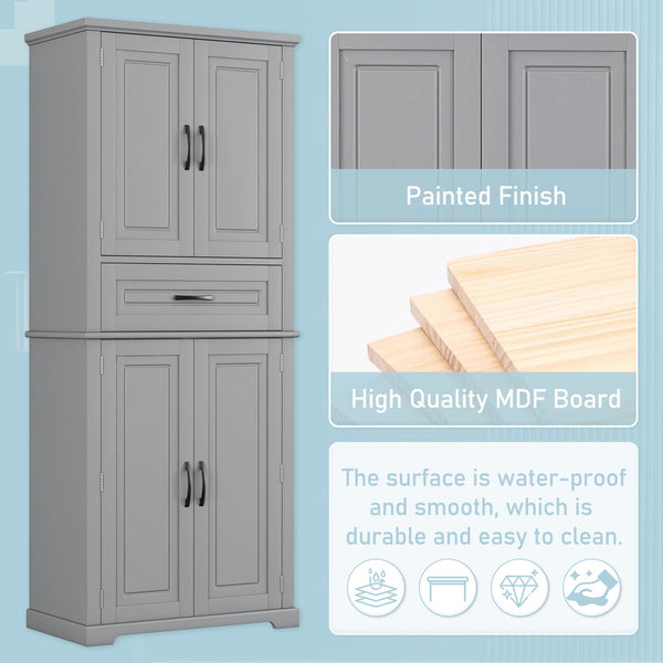English Elm Christopher Knight Home® - Bathroom Storage Cabinet with Doors Drawer and Adjustable Shelves — MDF Build, Anti-Tip Safety, Modern Appeal Grey N759P241667E