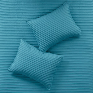 English Elm 8 Piece Seersucker Comforter & Quilt Set - Coastal-Inspired Aqua Bedding Collection For Full/Queen B03597256