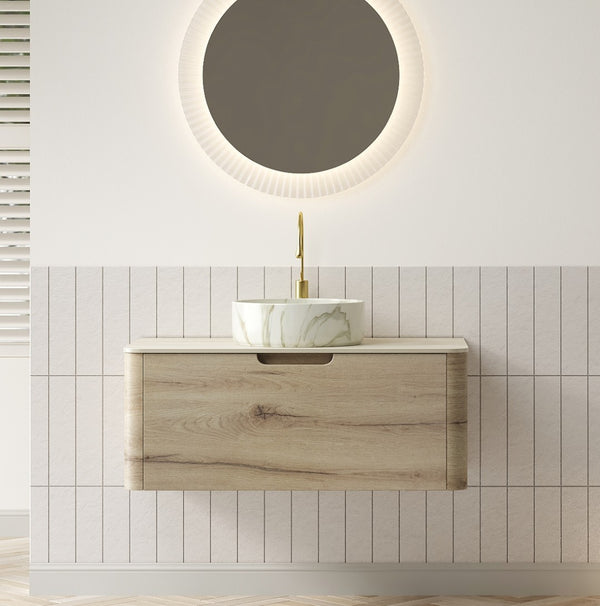 English Elm Xai 36" Floating Bathroom Vanity With Elegant Ceramic Sink, Plywood Storage & Sintered Stone Top W2615S00274-GIGA