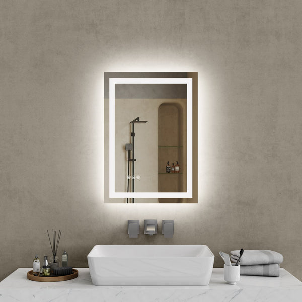 English Elm 20"*28"LED Modern Bathroom Vanity Mirror, Stepless Dimmable Front & Back Light, CRI90+, Anti-Fog, IP44 Waterproof, Touch Sensor Memory T3177P320622