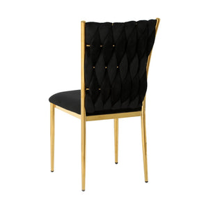 English Elm Modern Velvet Upholstered Dining Chairs Set of 2 with Electroplated Legs for Kitchen Black W210P301579